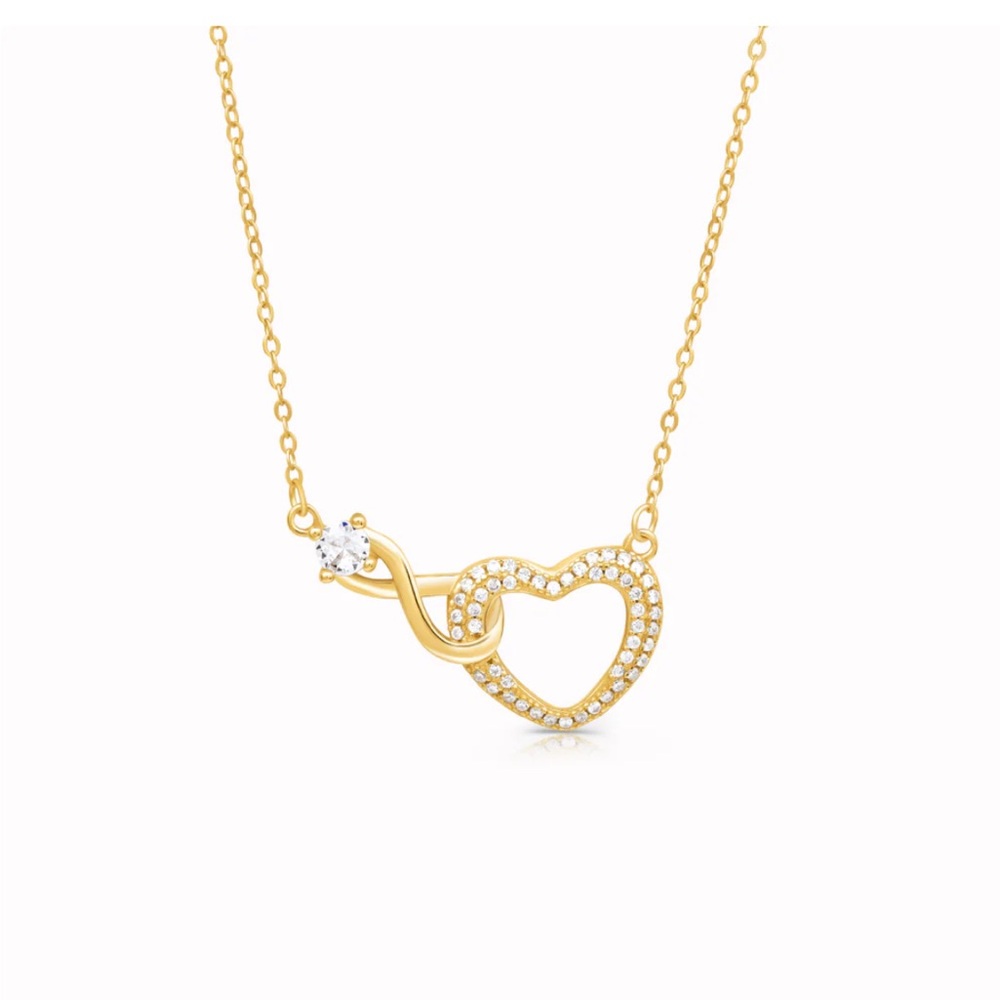 NEW Always in my Heart - Infinity Heart Necklace Gold with Jewelry Bag W…
